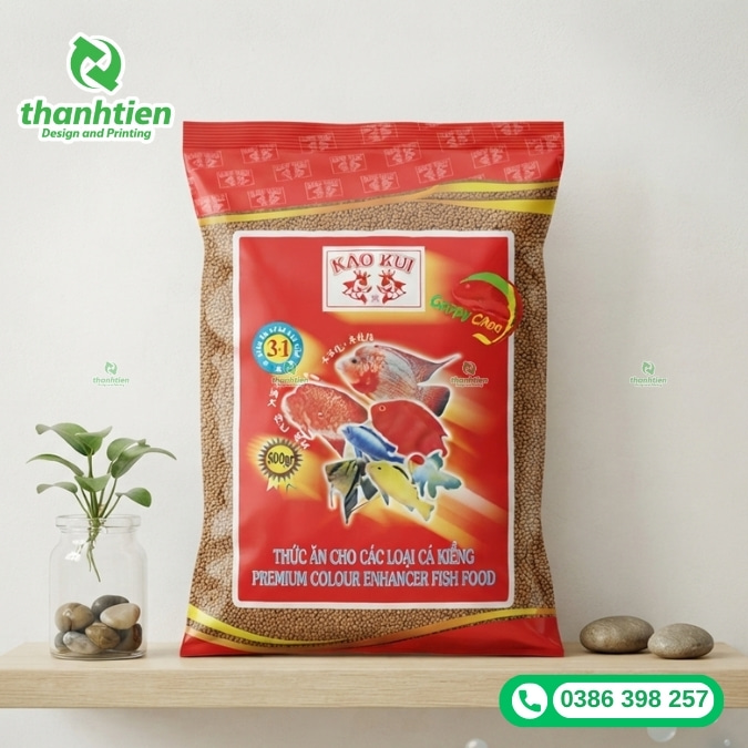 bao b&igrave; đựng thức ăn c&aacute; cảnh in ấn đẹp