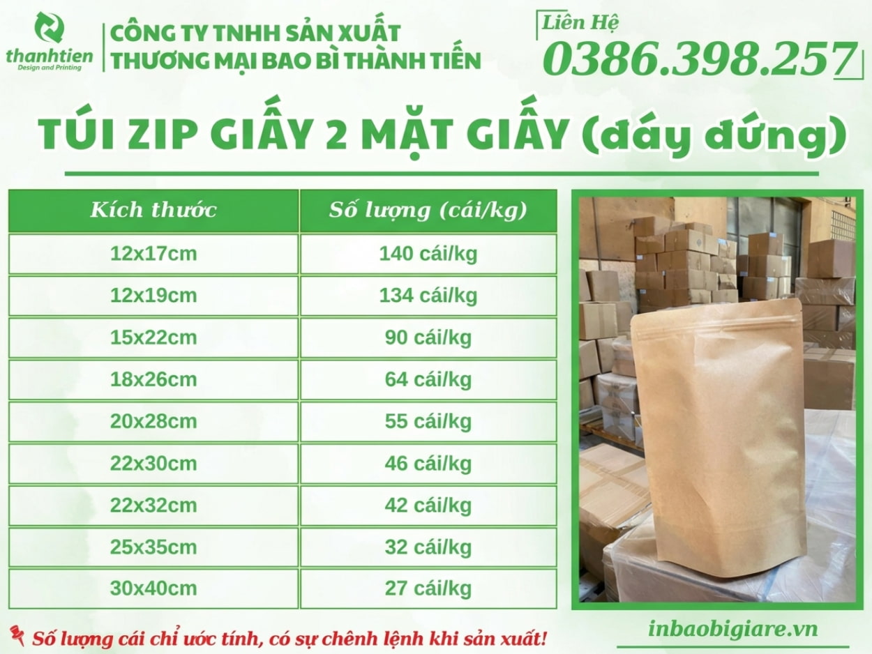in t&uacute;i giấy zipper theo y&ecirc;u cầu tại H&agrave; Nội & tphcm