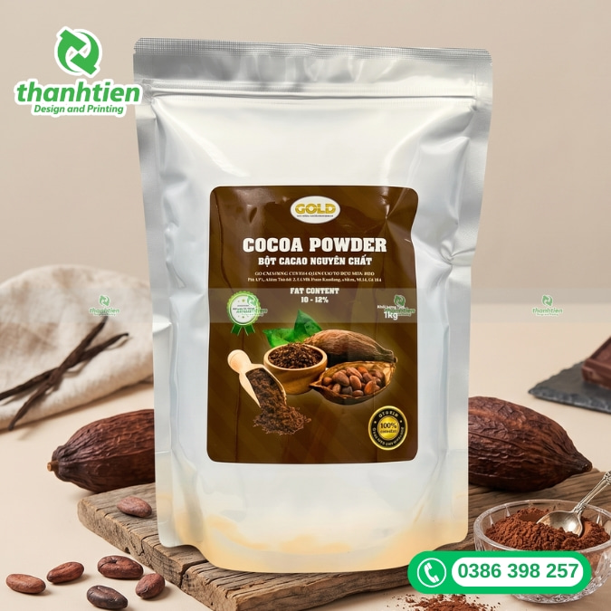 mẫu t&uacute;i zip đựng cacao đẹp