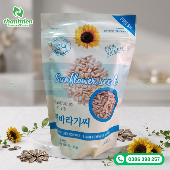 bao b&igrave; hạt hướng dương in ấn đẹp