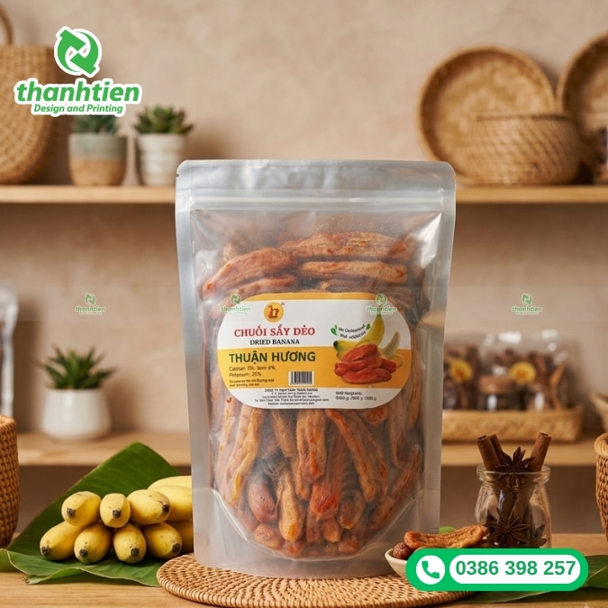 bao b&igrave; chuối sấy in ấn đẹp