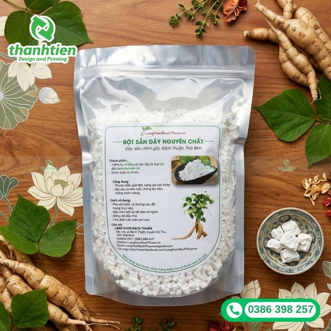bao b&igrave; đựng bột sắn d&acirc;y in ấn đẹp