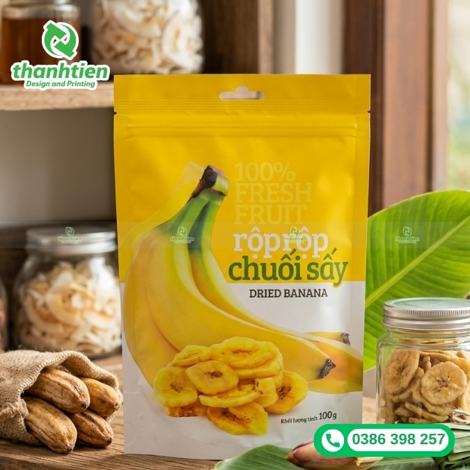 bao b&igrave; đựng chuối sấy gi&ograve;n