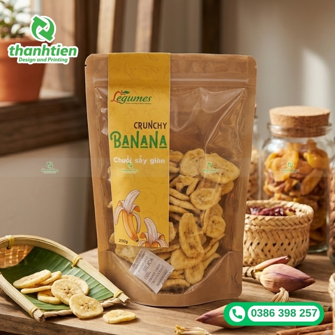 bao b&igrave; đựng chuối sấy