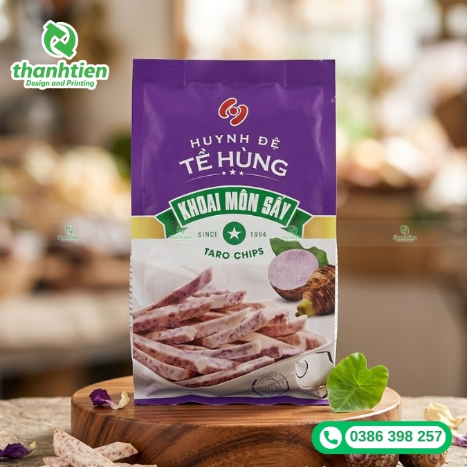 cung cấp bao b&igrave; khoai m&ocirc;n sấy gi&aacute; xưởng