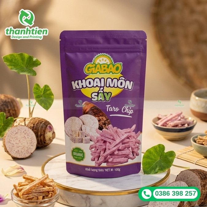 đặt mua bao b&igrave; khoai m&ocirc;n sấy tại tphcm