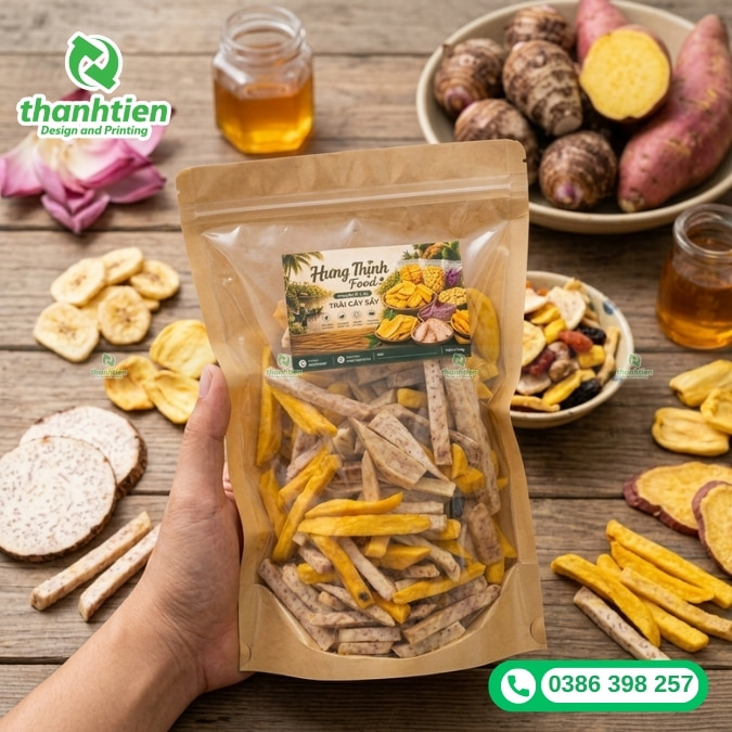 xưởng sản xuất bao b&igrave; khoai m&ocirc;n sấy gi&aacute; rẻ
